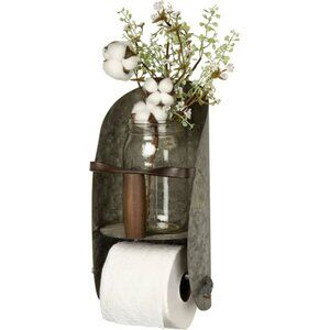 New Barn scoop wall Toilet Roll holder shelf in distressed metal and wood